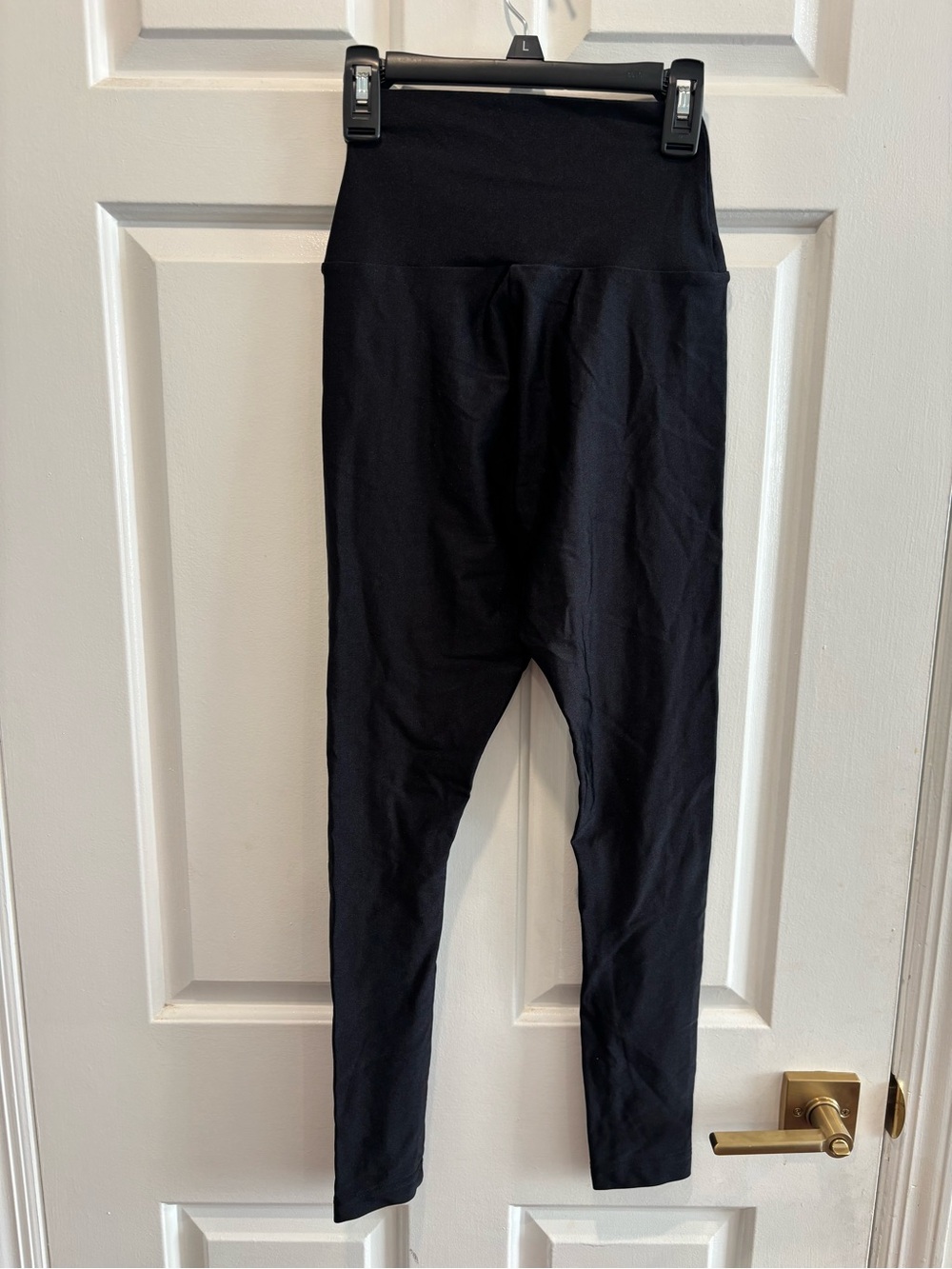 American Apparel Black Shiny High Rise Nylon Leggings